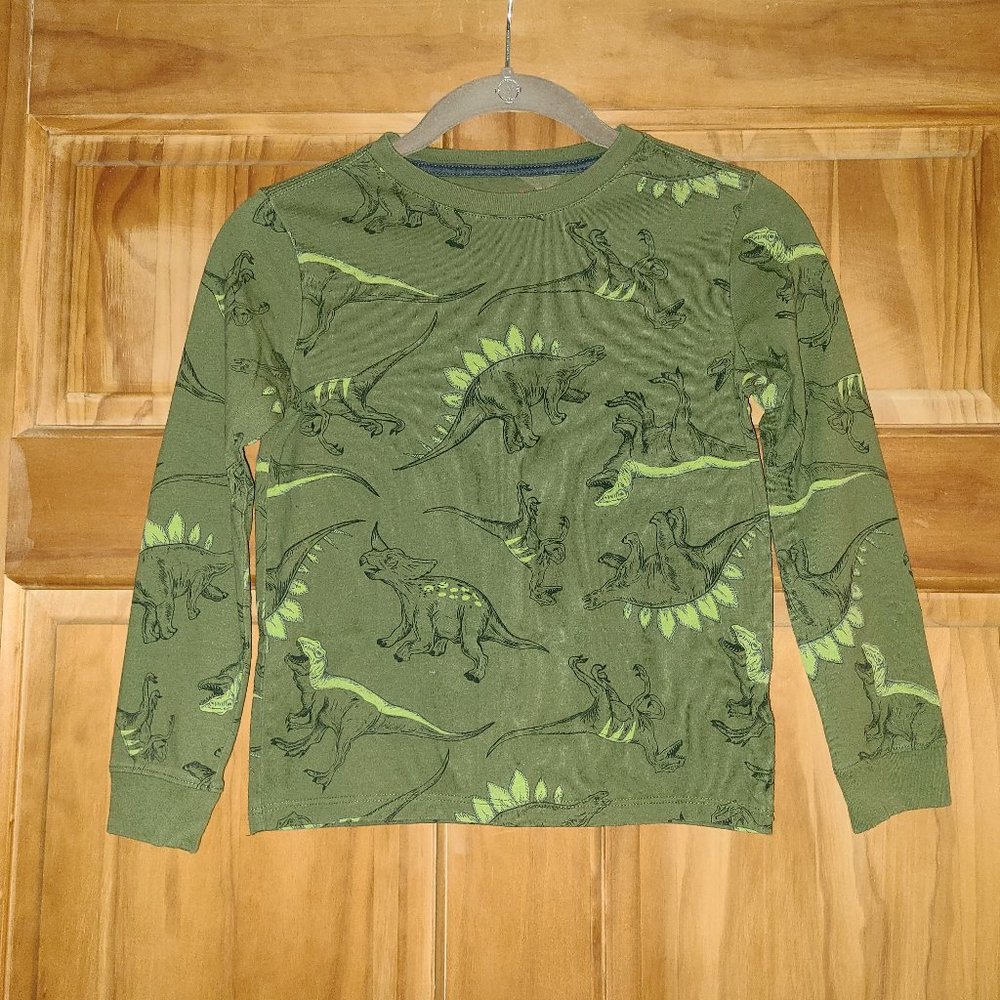 5/$30 Boys Cat & Jack Green Dinosaur Long Sleeve Shirt